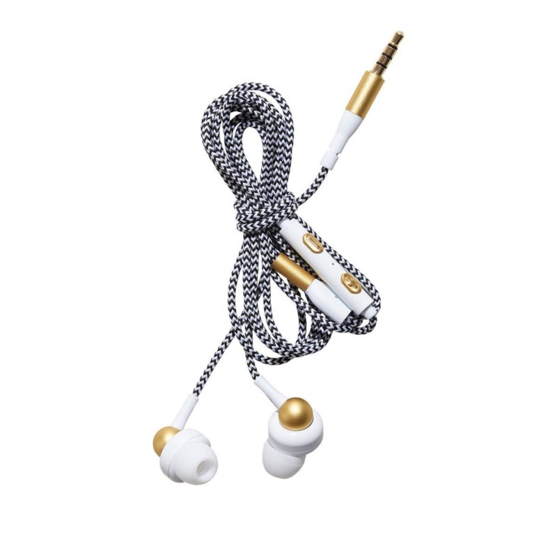 Kopfhörer In-Ear weiss von Kreafunk mit Stoffkabel