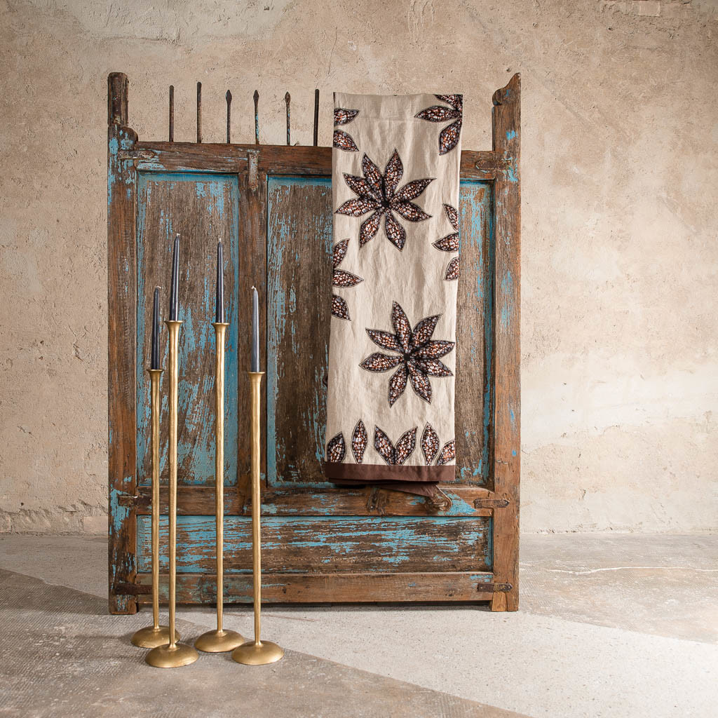 Erica Matile Plaid Brown Flowers Leinen Beige Erica Matile Plaid Brown Flowers Leinen Beige